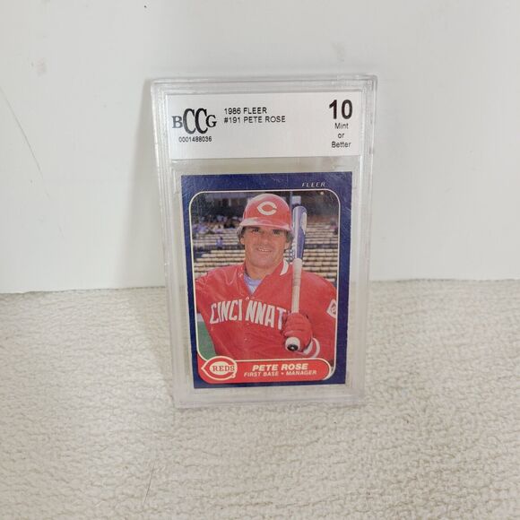 1986 Fleer Pete Rose Baseball Card #191 BCCG 10 Mint Graded Collectables Retro - Picture 2 of 6